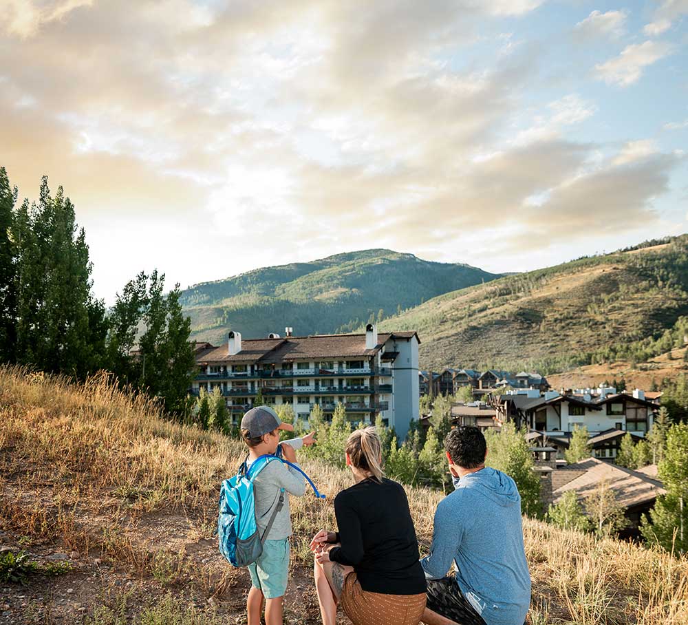 Family hiking in Vail, CO